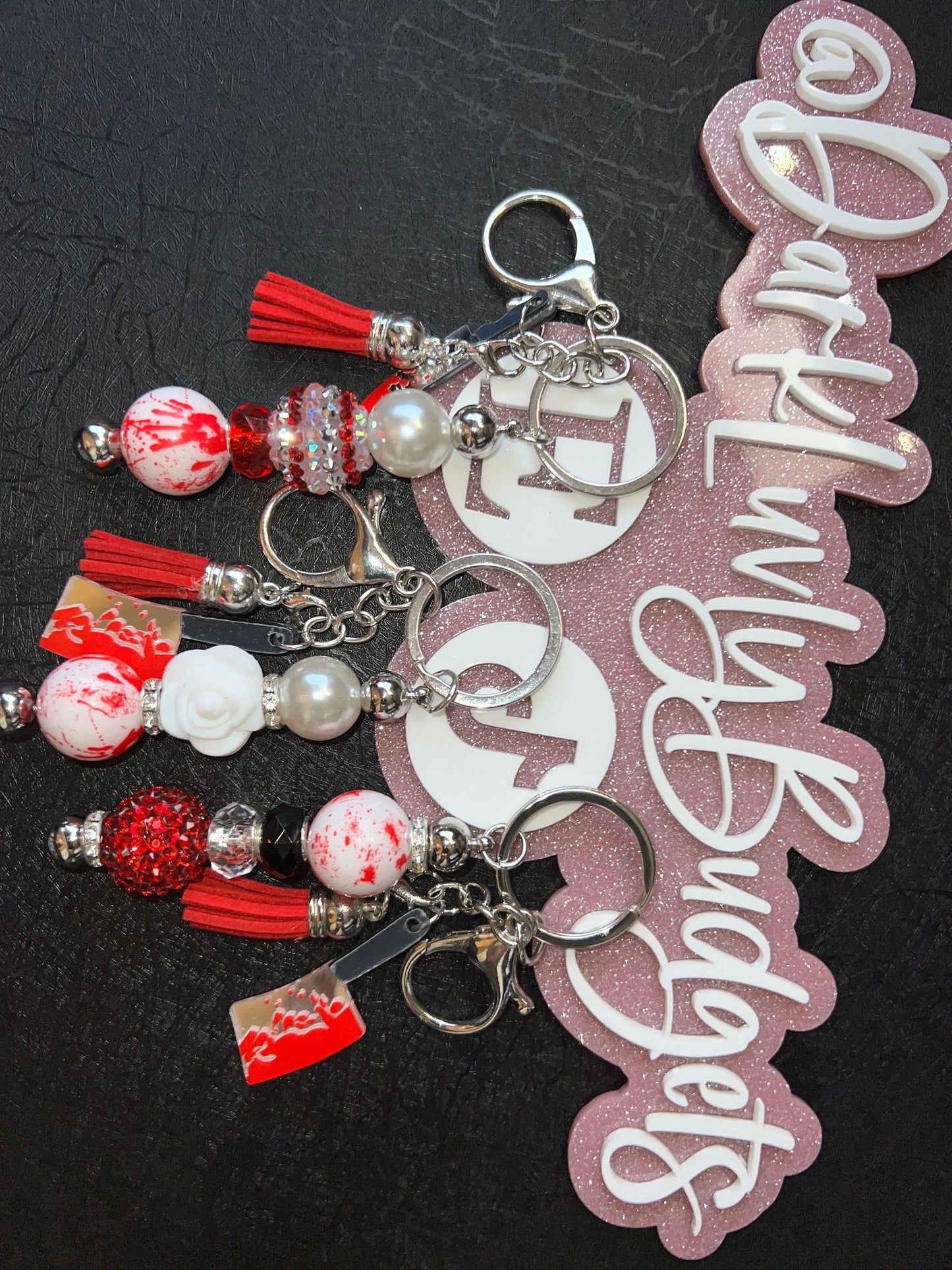 Beaded keychains Skull horror theme