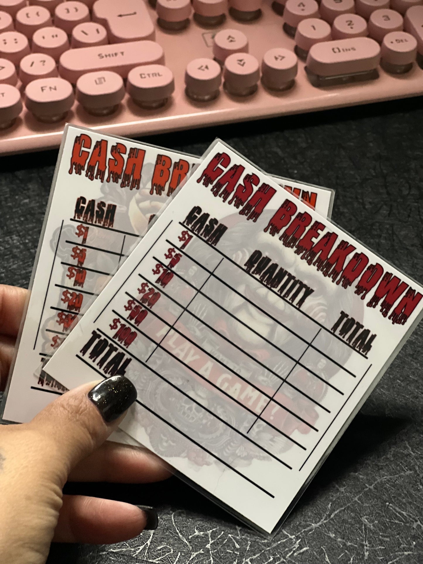 Laminated Bank Teller cash slips