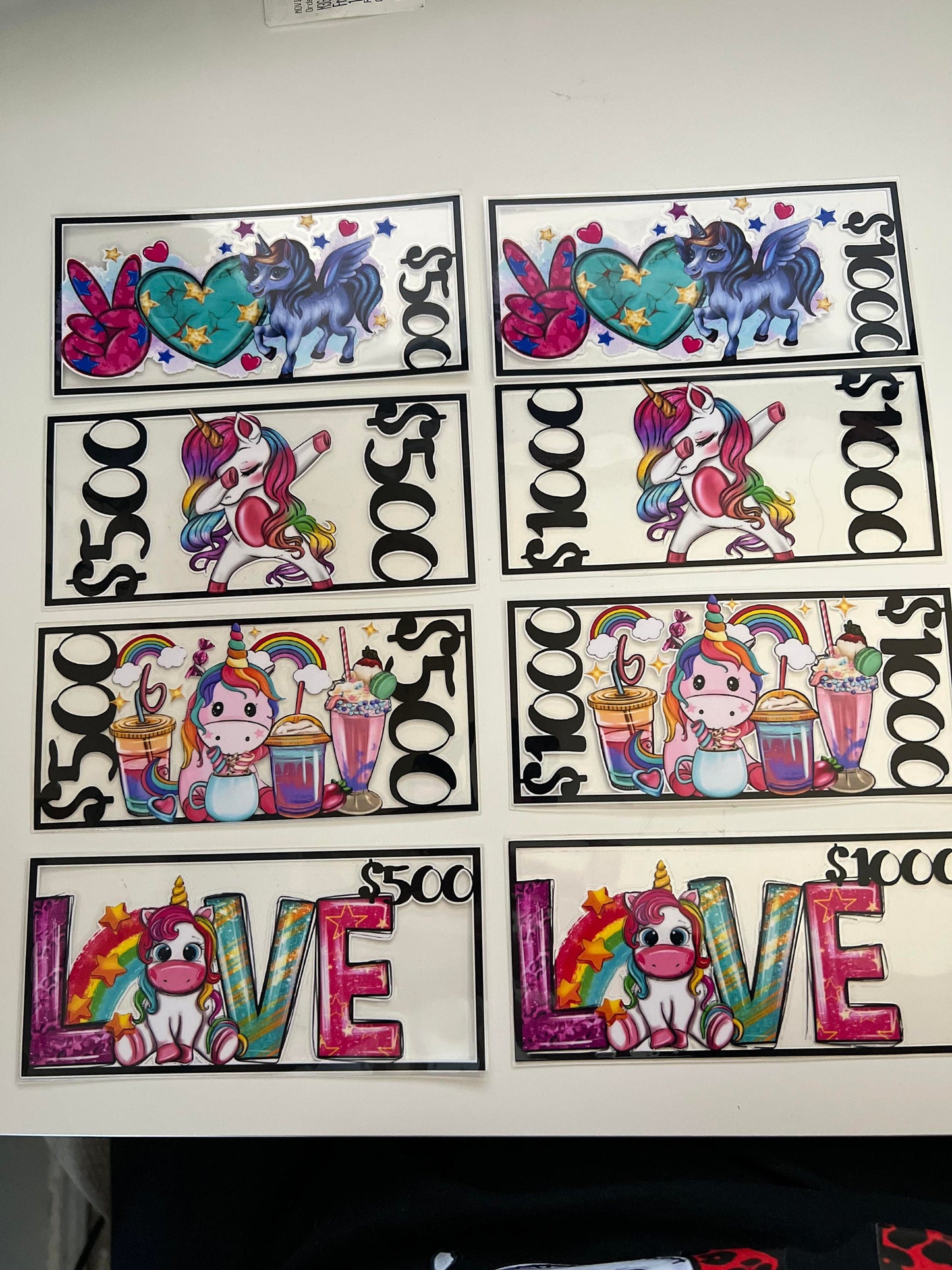 Unicorn Place Holders for Cash Stuffing - Unicorn Series - READ DESCRIPTION