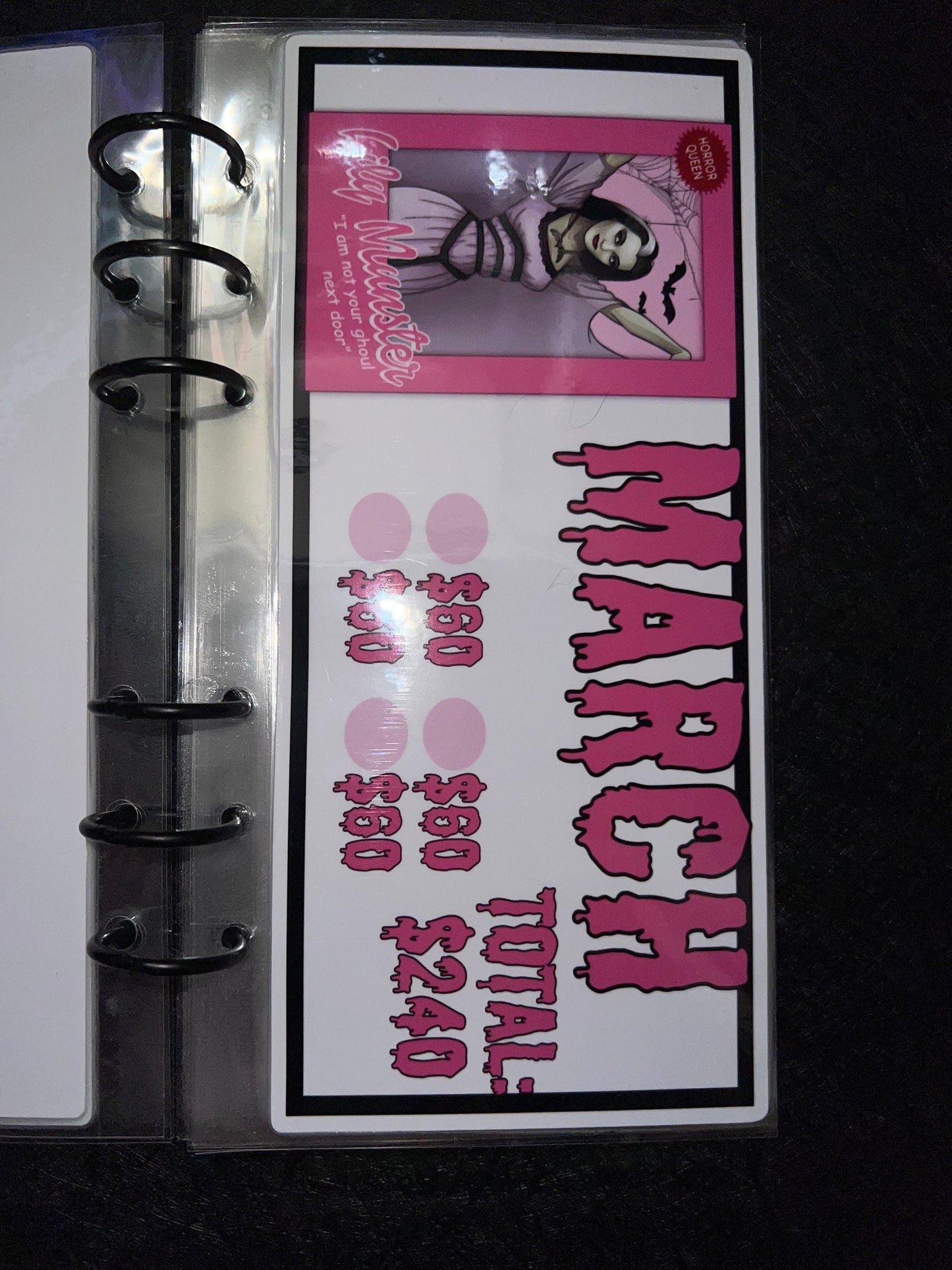 12 month Cash Stuffing Envelopes -  Queens of Horror Series -