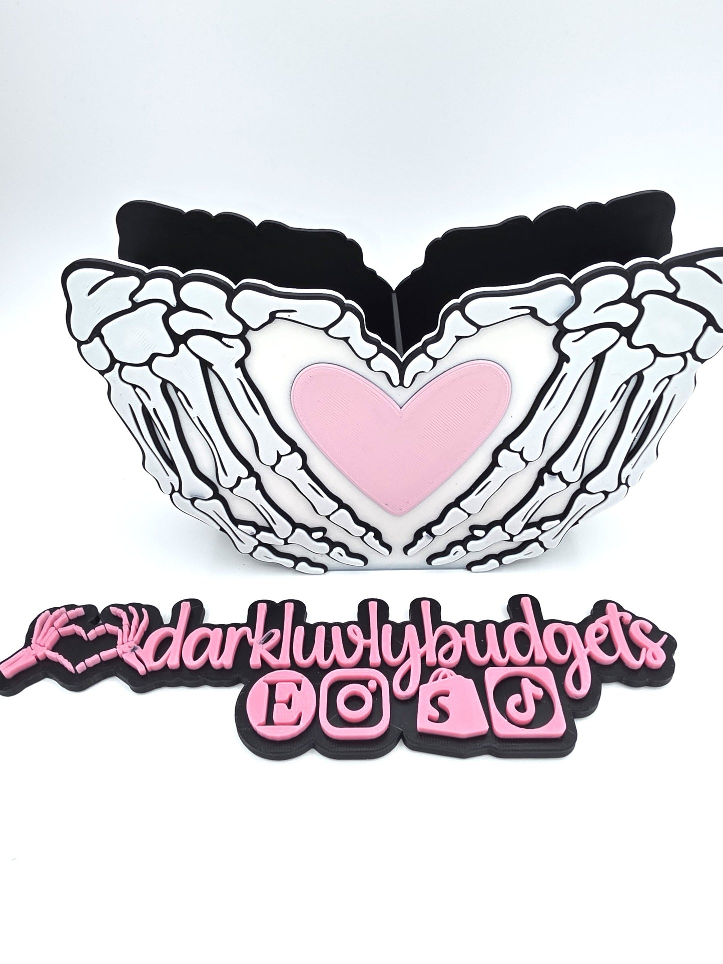Skull Hands and Heart Pen Holder