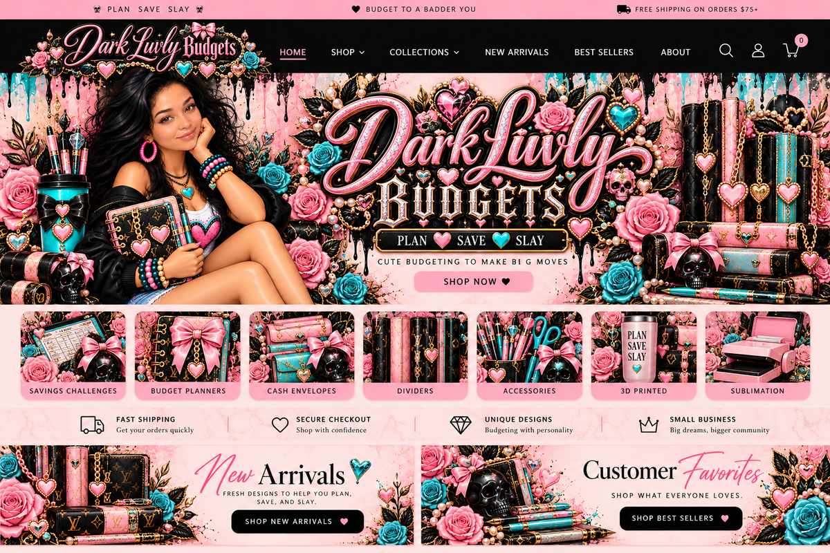 Monica with her original Dark Luvly Budgets artwork