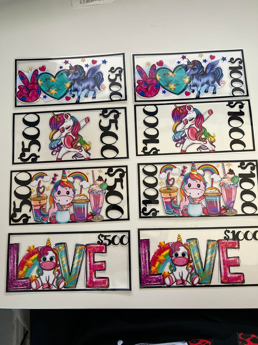 Unicorn Place Holders for Cash Stuffing - Unicorn Series - READ DESCRIPTION