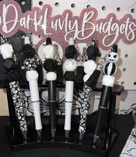 Beaded pens Skull horror theme