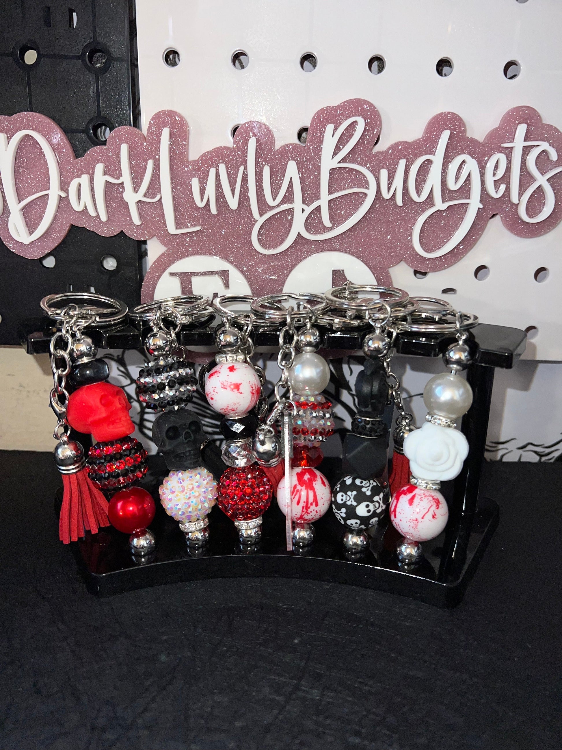 Beaded keychains Skull horror theme