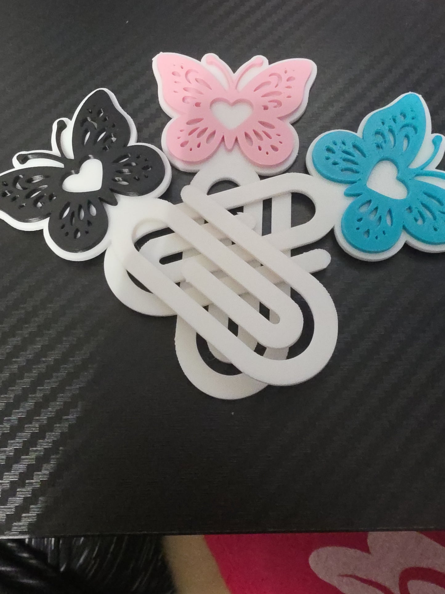 Jumbo 3d printed butterfly paperclips